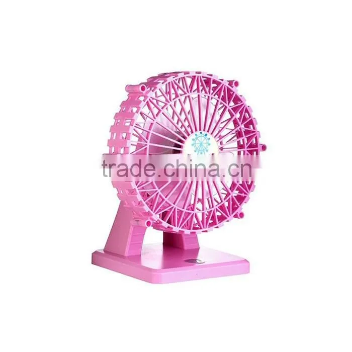 Ferris wheel style rechargeable standing fan winding data