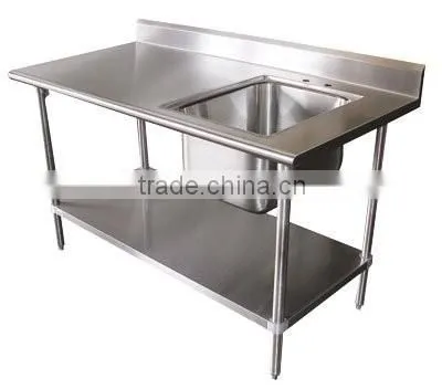 2-Tier Stainless Steel Table with Sink