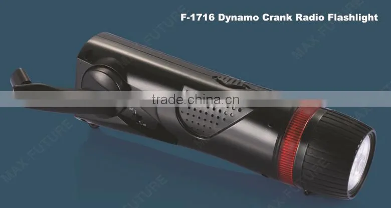 Oudoor LED Torch with am fm radio with Hand Crank Radio Flashlight