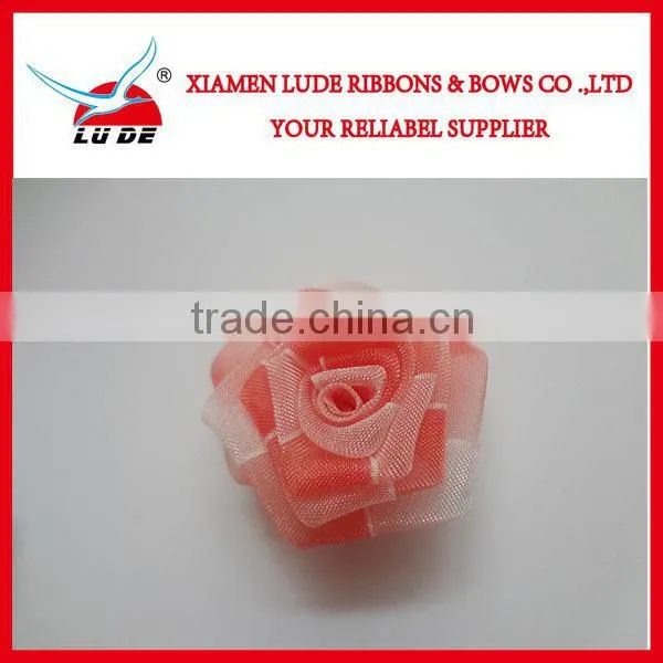 2015 Christmas satin ribbon handmade flowers for decoration