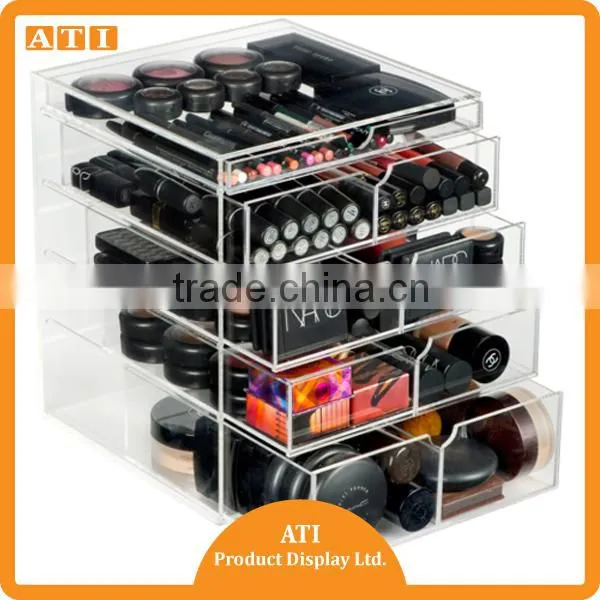 Custom made Drawer type Clear acrylic makeup mac cosmetic display stand