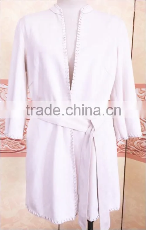high quality white fashion Open Collar Custom casual Faux Suede Jacket With Belt for Women