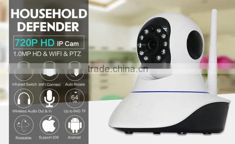 WIFI/WIRE 720P Pan/tilt onvif ip camera speaker microphone