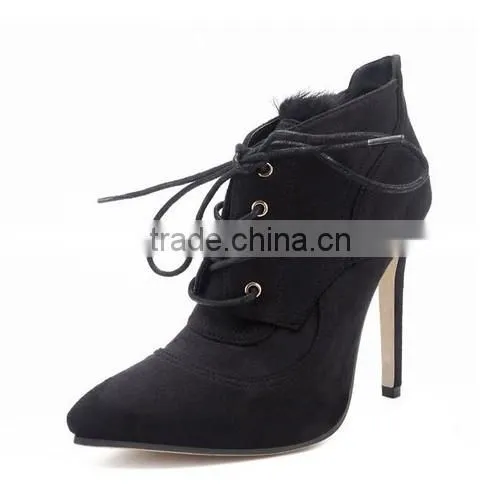2016 winter high quality women ankle boots lace up high heel ankle boots PF4410