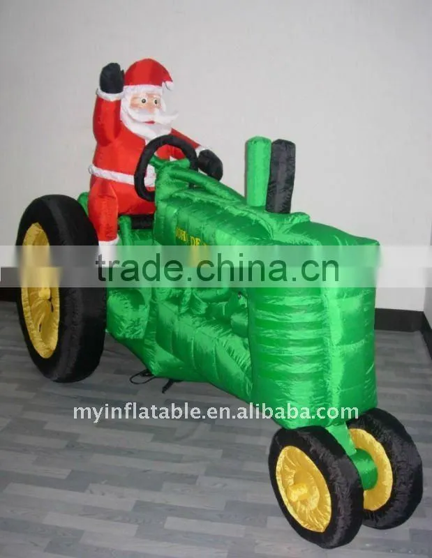 Christmas santa on tractor