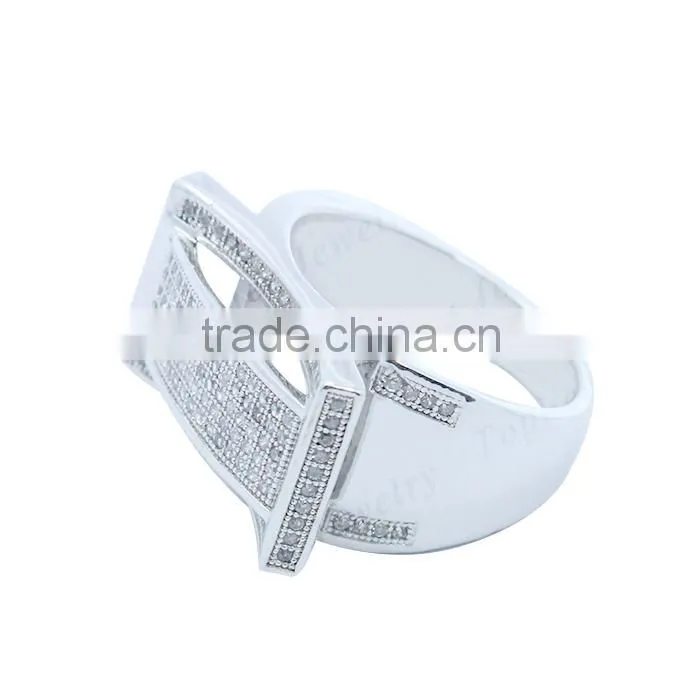 Rhodium plated fashion silver 925 men ring