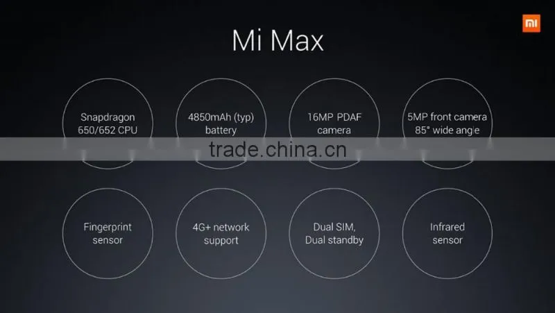 Xiaomi Max 128GB ROM 4GB RAM 6.44 inch 2.5D Arc Glass Screen Android 6.0 Qualcomm Snapdragon 652 64bit 1.8GHz Octa Core