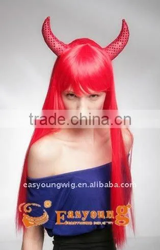 Red anime cosplay hair wig, cheap witch halloween synthetic wigs