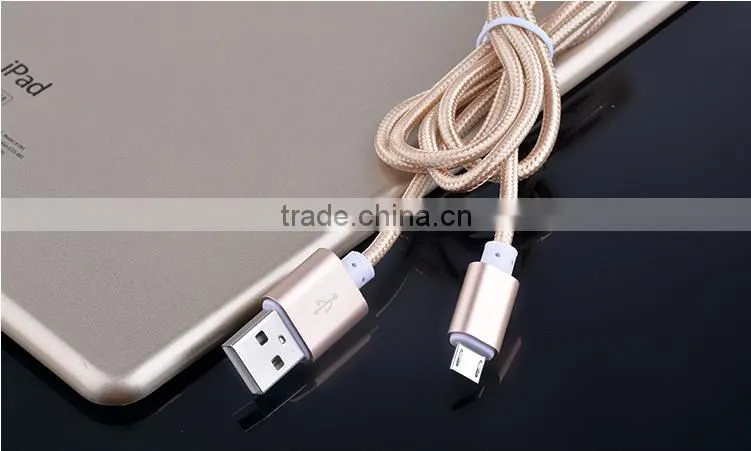 Nylon Woven USB Cable for V8 micro usb data cable for HTC Sony Xiaomi smart phone