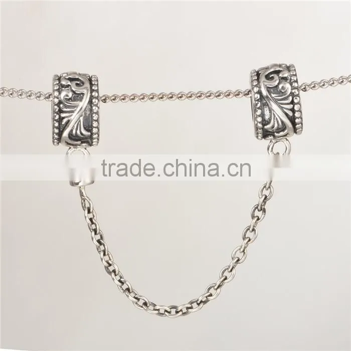 925 Sterling Silver Custom Design Safety Chains Antique Finshing European Bracelets Chains New Arrival Safety Chains