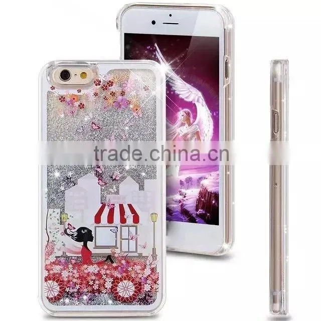 2016 new arrive beautiful pattern Mobile phone moving glitter flash light case for iphone