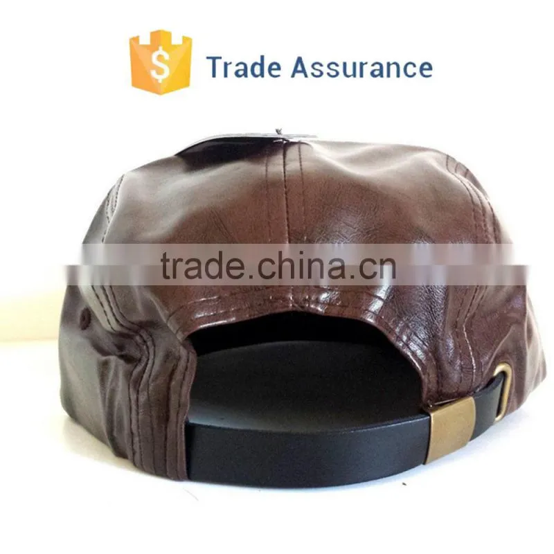 Fashion Blank Leather Hat Custom Snake Skin 5 Panel Hat Cap