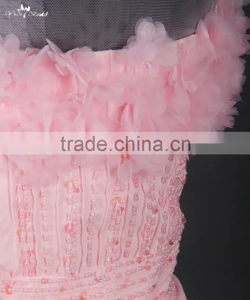 RSE677 Chiffon Design Peach Color Sexy Smart Evening Dresses Short