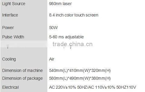Portable vascular ultrasound 980nm spider vein removal machine vascular remover