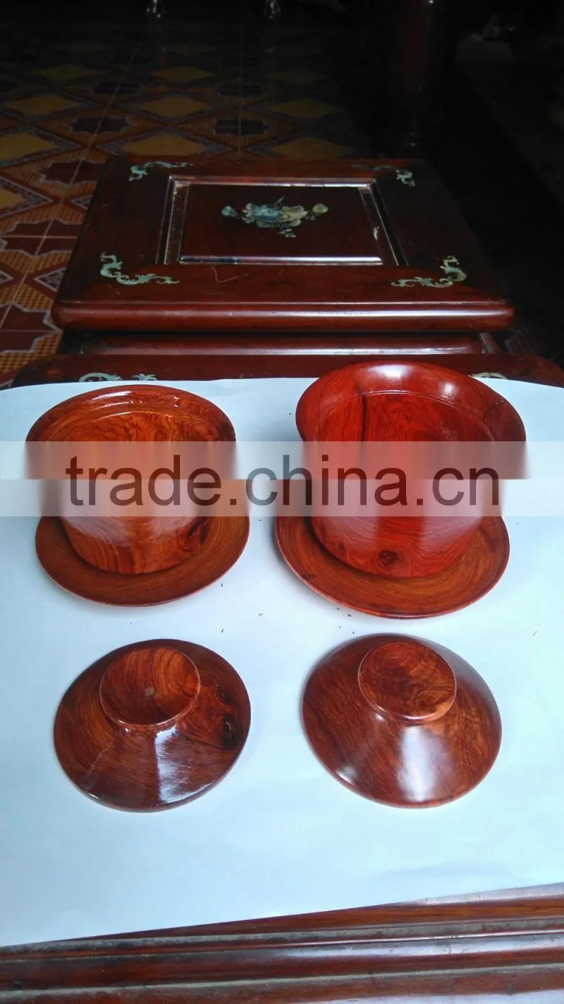 Wooden tea set made in Vietnam, high quality tea cup, tea pot and service plate