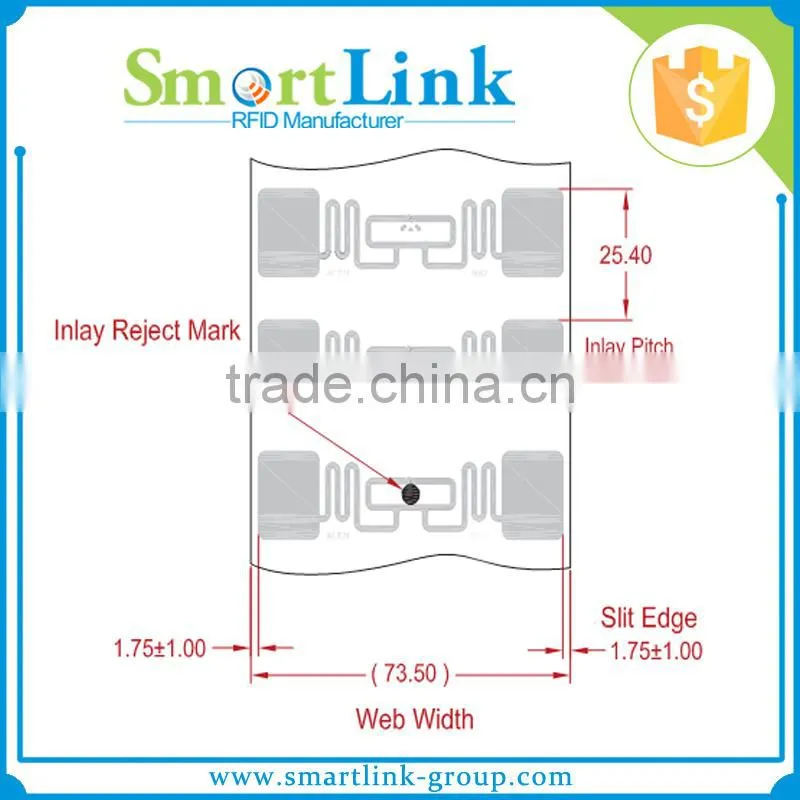 Low Cost High Performance Alien H3 9762 chip inlay tag,Printable UHF Smart RFID Label sticker for Logistics