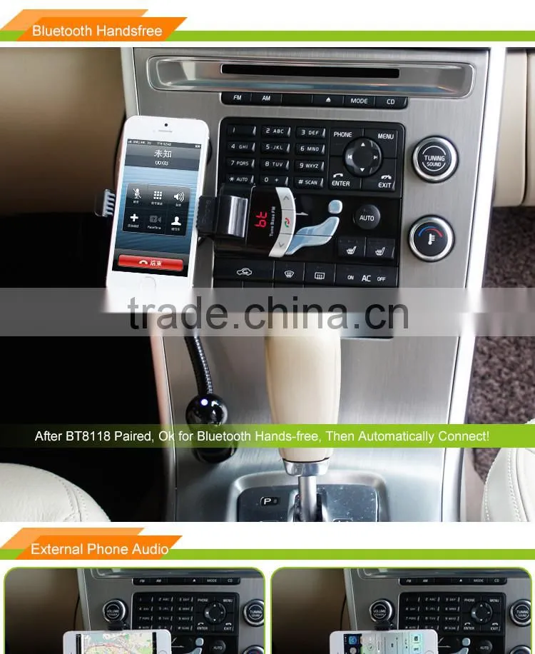 Wireless Bluetooth FM Transmitter Radio Adapter MP3 Music Player Multi-functional Phone Car Kit Mount Holder Bracket