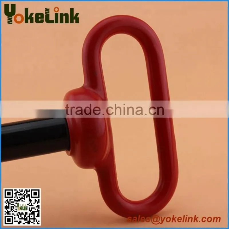 Red handle forged hitch pin with R clip