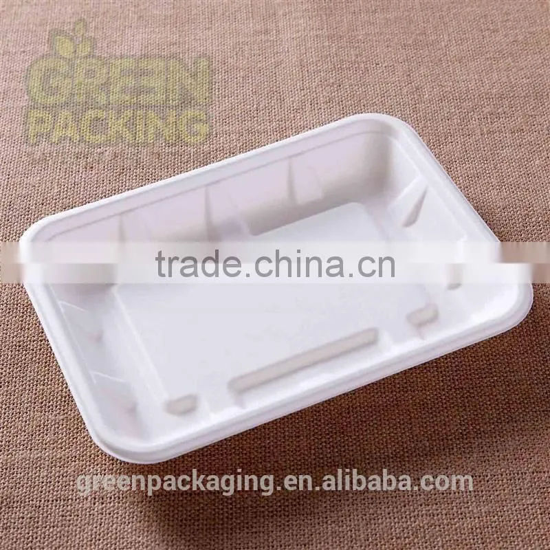 Biodegradable sugarcane rectangular trays 225X138X25mm