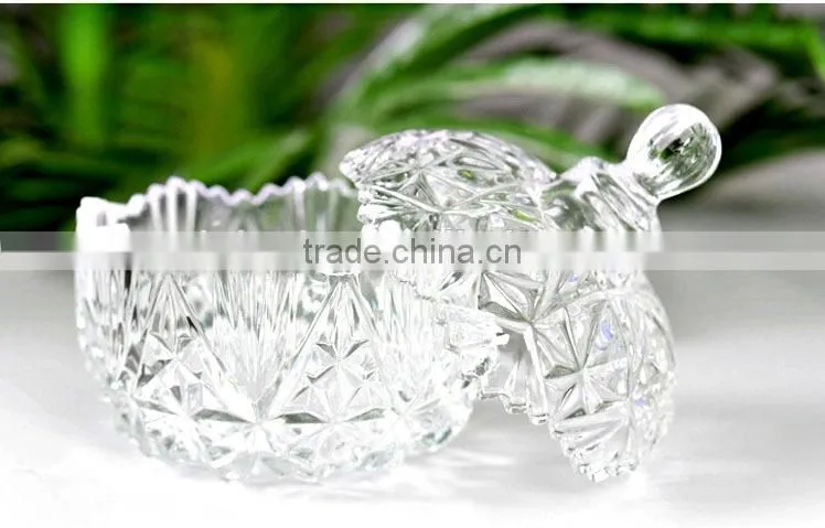 Wholesale glass sugar bowl with lid