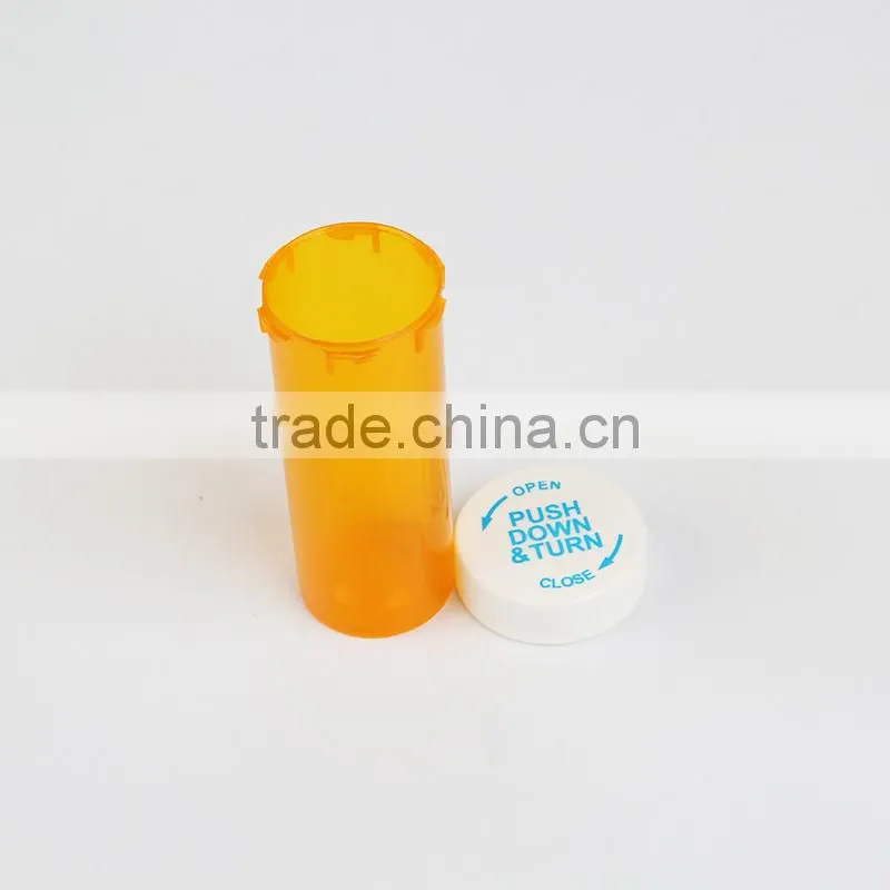Plastic Yellow Medicine Bottle Pill Pharmacal Reversible Vials