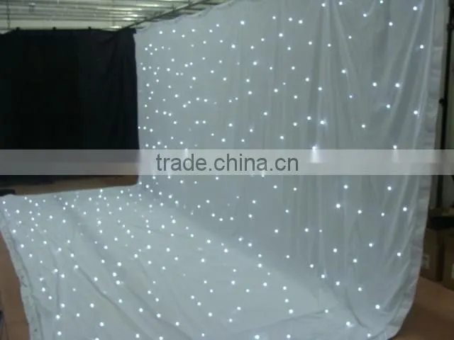 White fireproof Velvet cloth white wedding backdrop led star curtain
