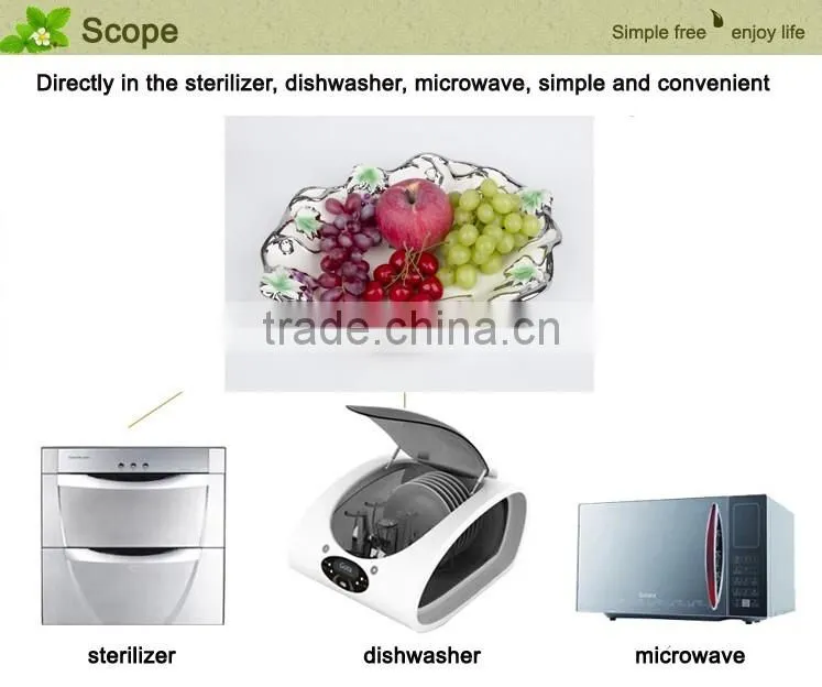 Stock plate and dish ,Fashion Golden Ceramic Decorative Cheap Big Ceramic Plate