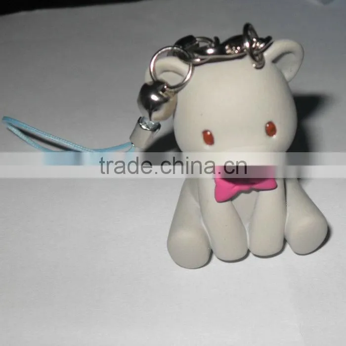 Keyring with polyresin mascot decoration