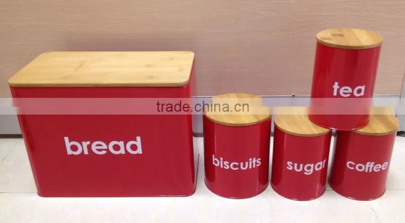 New Bread Box and Canister Set with Bamboo Lid