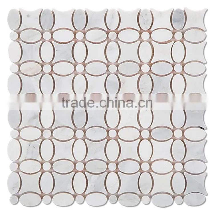 MM-CV280 Low price bathroom natural stone white color flower shape marble mosaic