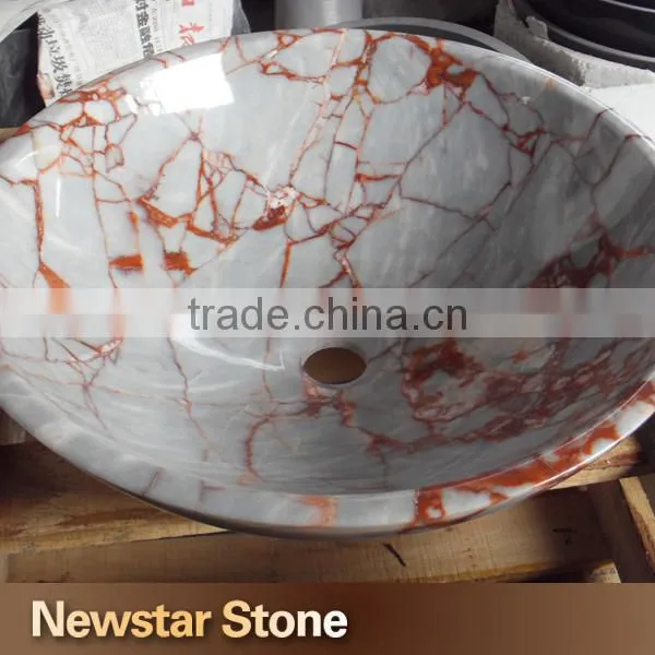 Polished Chinese natural marble bathroom corner sink