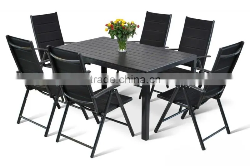 Garden furniture plastic wooden materials table and chairs