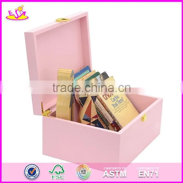 2017 new products girls pink wooden storage bins W08C175