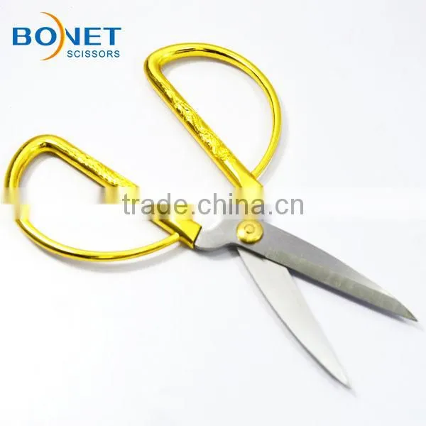 S11006 FDA qualified 6-3/4" Zinc-Alloy gold handle tailor ribbon scissors