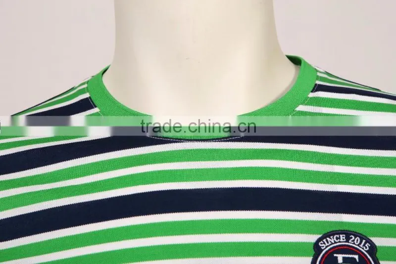 wholesale mens flat knit striped brand cotton t shirt