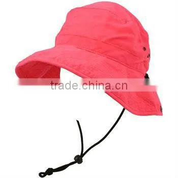 Unisex Neon Summer Chin Tie Boonie Bucket Hat Cap Crusher Snap up down 58cm Pink