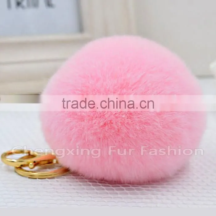 CX-R-09 Genuine Rex Rabbit Fur Keychain - BLACK