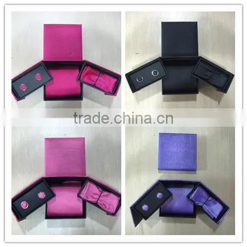 HOt selling Men Formal Ties with Cufflink Tie clip Hankie Gift Box