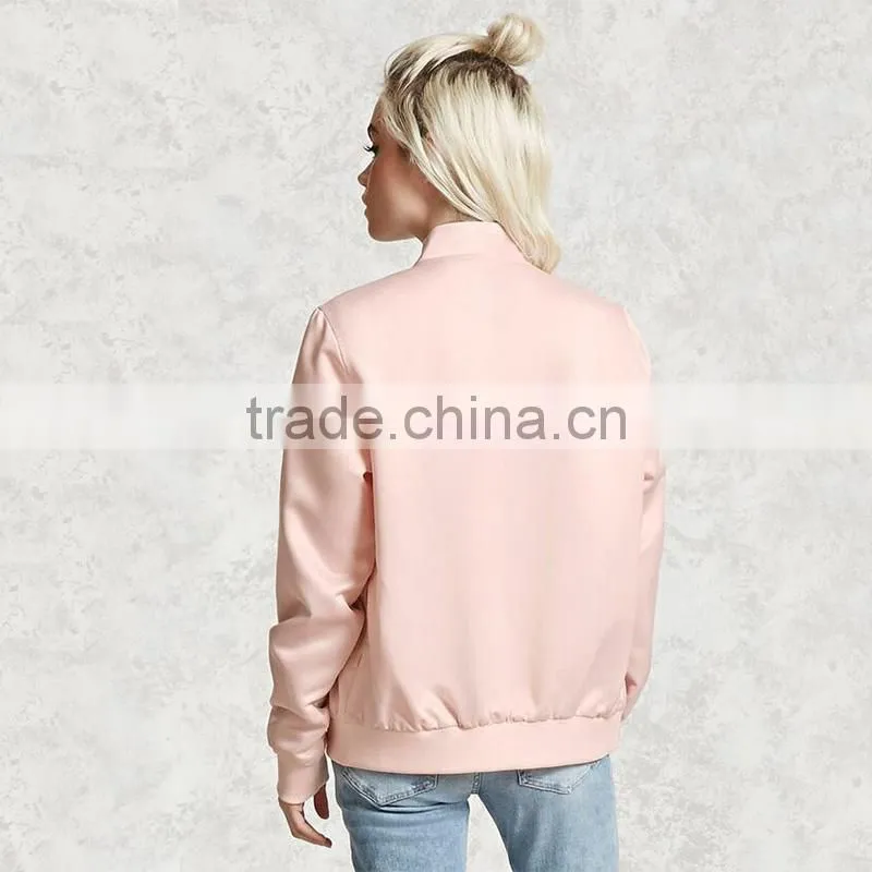 Buy wholesale price nice embroidered satin pink black jackets for ladies