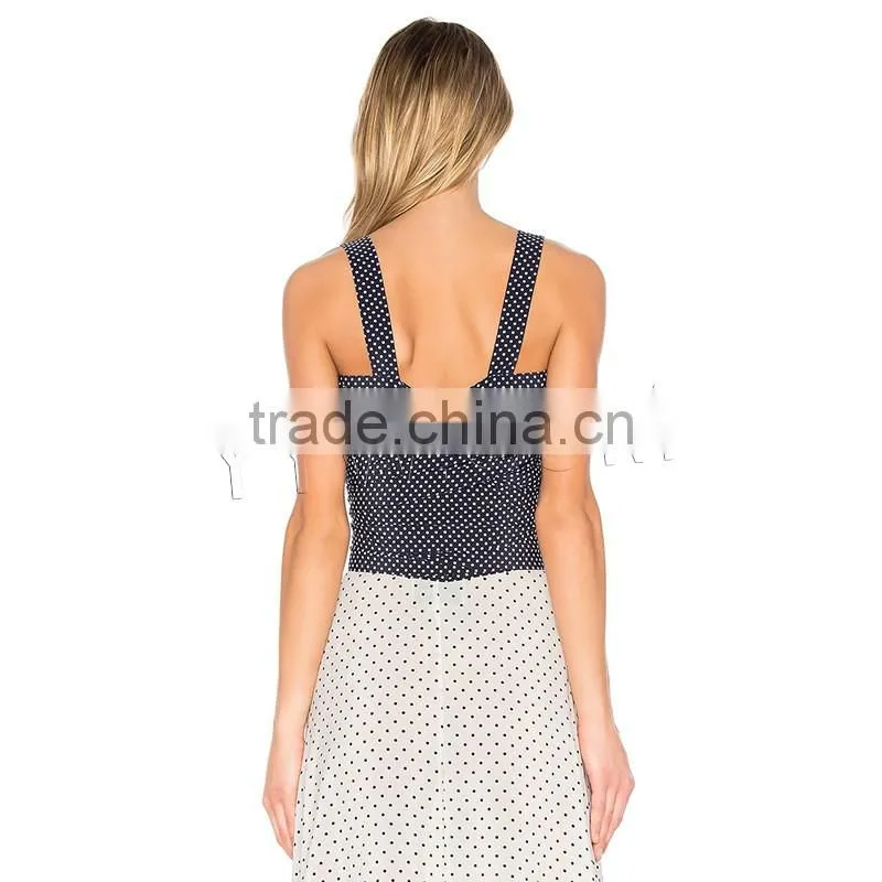 Camisole backless printed dot deep blue Sold By PC