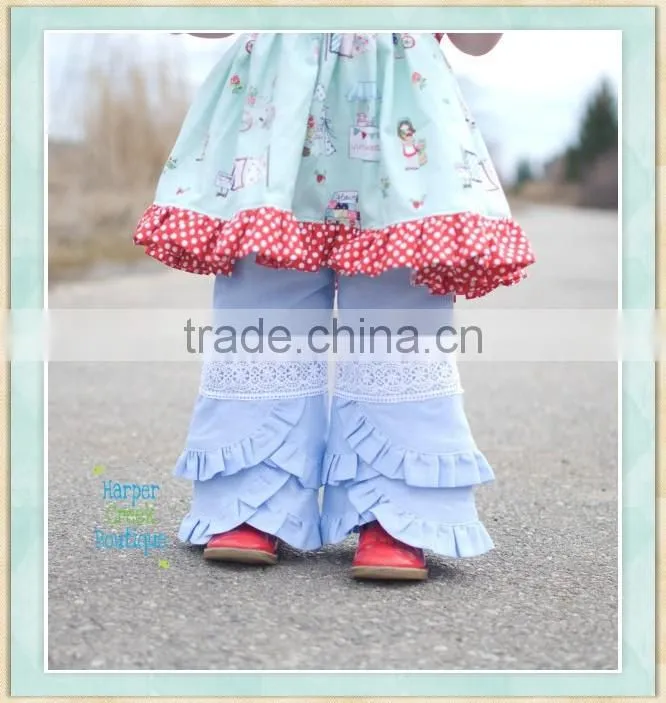 icing ruffle Capri pants girls boutique clothing fall 2016 ruffle pants triple ruffle legging pants 100% cotton solid color usa
