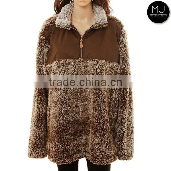 wholesale puffer knitted jersey monogrammed blank youth quarter zip jacket sherpa fleece pullover for women
