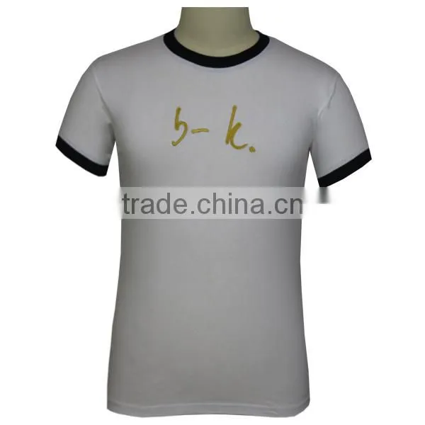 2017 Custom man black white embroidery t-shirts