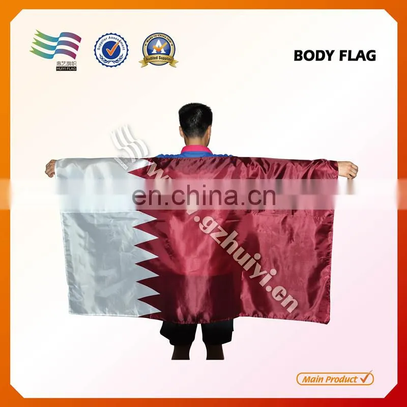 Silk Screen Printing National Qatar Body Flag Cape
