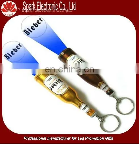 beer bottle jar shape led projector keychain