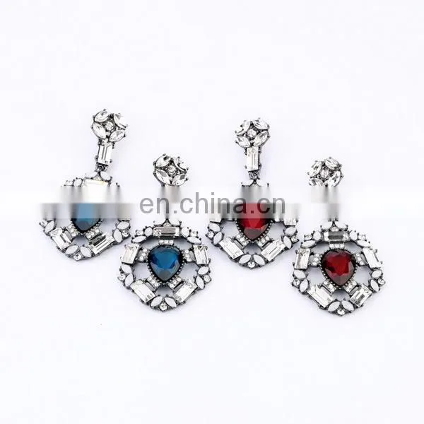 Wholesale sapphire 2014 pouplar imitation fashion alloy stone earrings