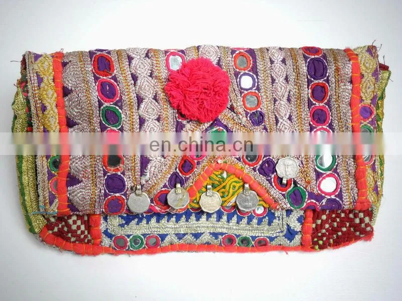 LEATHER HANDLE BANJARA TRIBAL ETHNIC TOTE BAG VINTAGE BAG MESSENGER