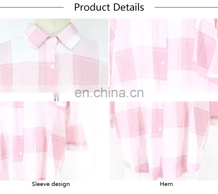 2017 new high fashion one piece pink free size checked blouse for girls