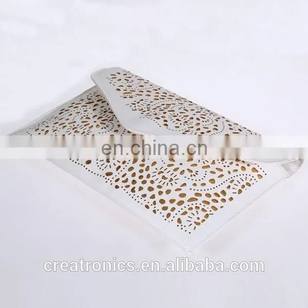 CR Hollow chains envelope bag neon color cutout bag pu candy color day clutch women handbags