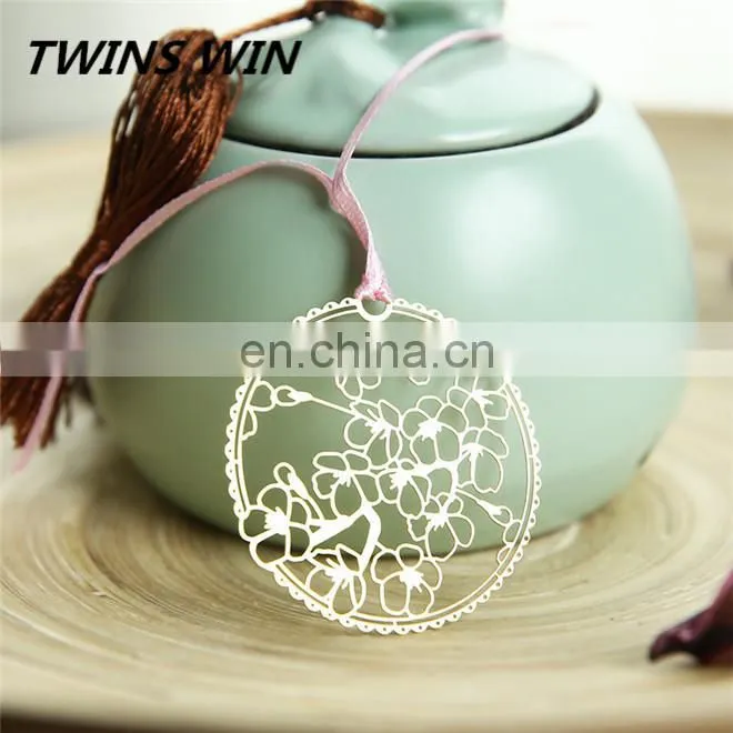 Lovely popular school office supplies stationery from china ,Unique gold design metal flower shaped bookmarks for books